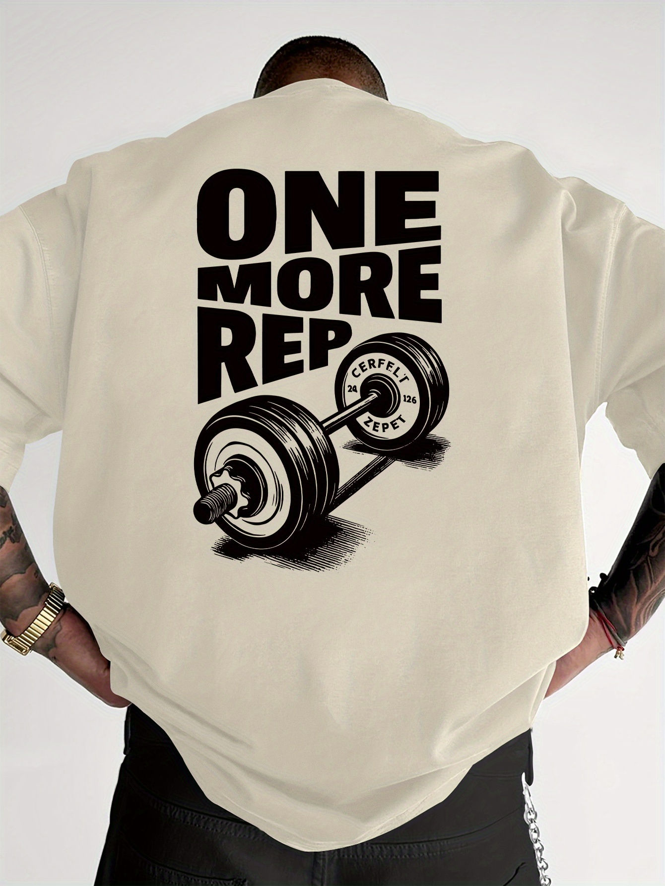 Men's T-Shirt Vintage Funny Gym Workout ONE MORE REP Weightlifting Women Streetw