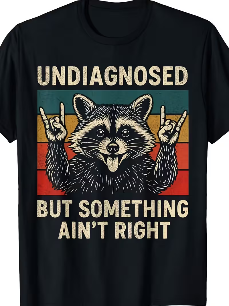 Men'S Funny Raccoon Graphic T-Shirt - Retro Vintage Design Comfort Fit Casual &