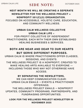 October Newsletter Urban Calm 11 - Side Notes