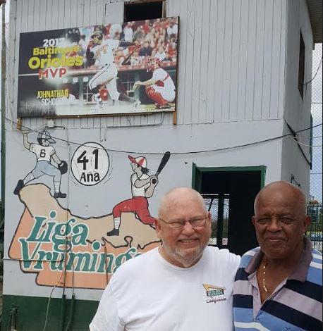 Frank Curiel and Author, Photo by Gail Ohnsman, Stadium Journey
