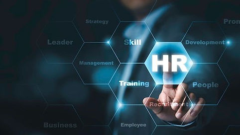 Premium Photo _ Businessman touching to virtual screen with infographic and hr wording , h