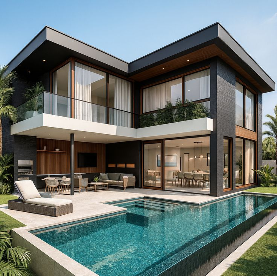 Thi công biệt thự hiện đại có hồ bơi (Ảnh: Sưu tầm)