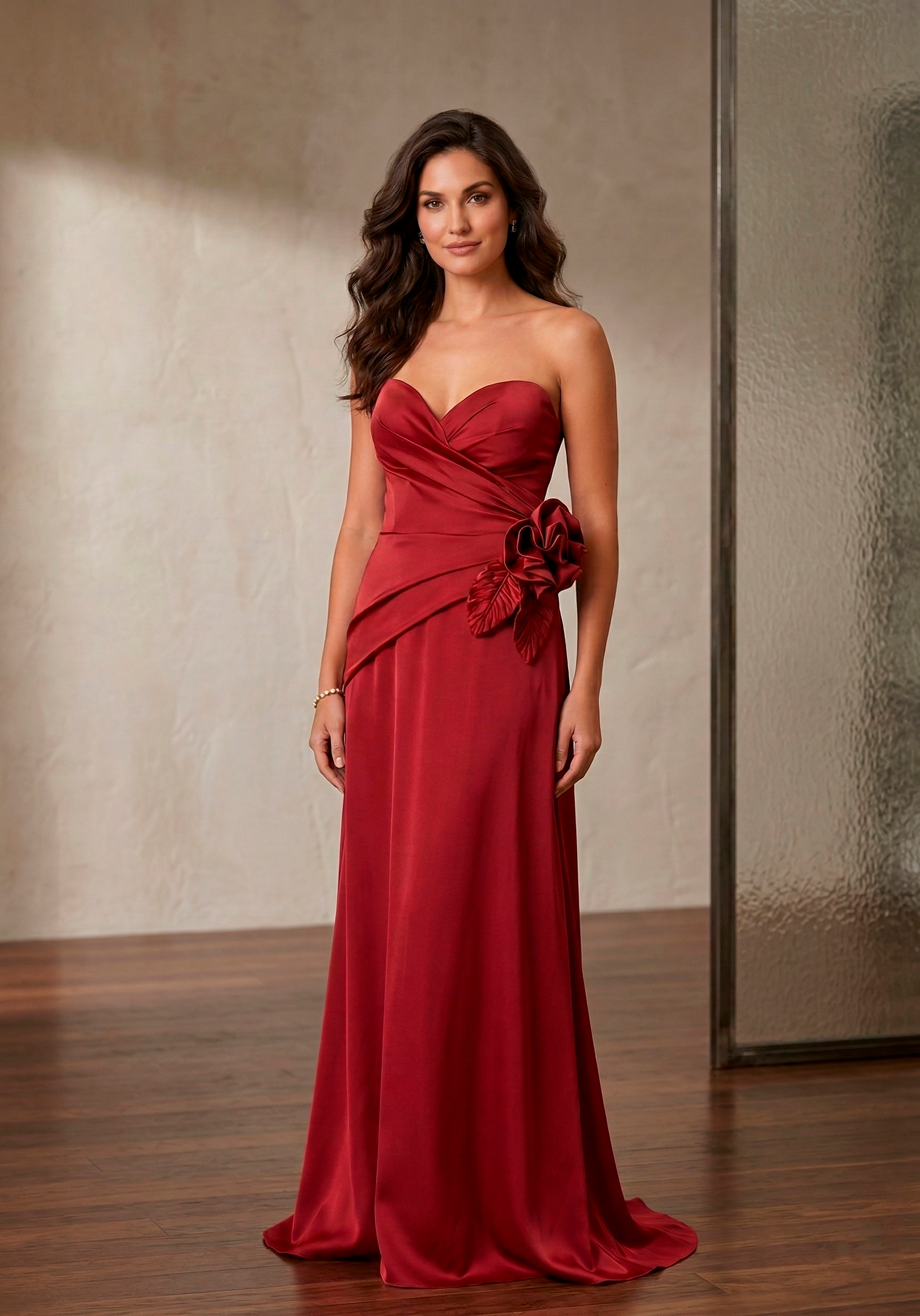 Vestido longo liso marsala Anabel