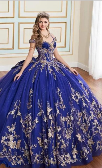 Vestido de Debutante Princesa Kate Azul Royal