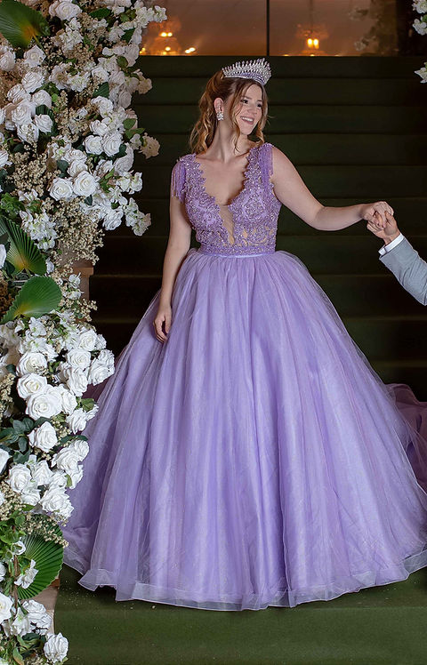 Em Vestido De Quinze Anos Roxo Vestido Lilas Aluguel De Vestido De