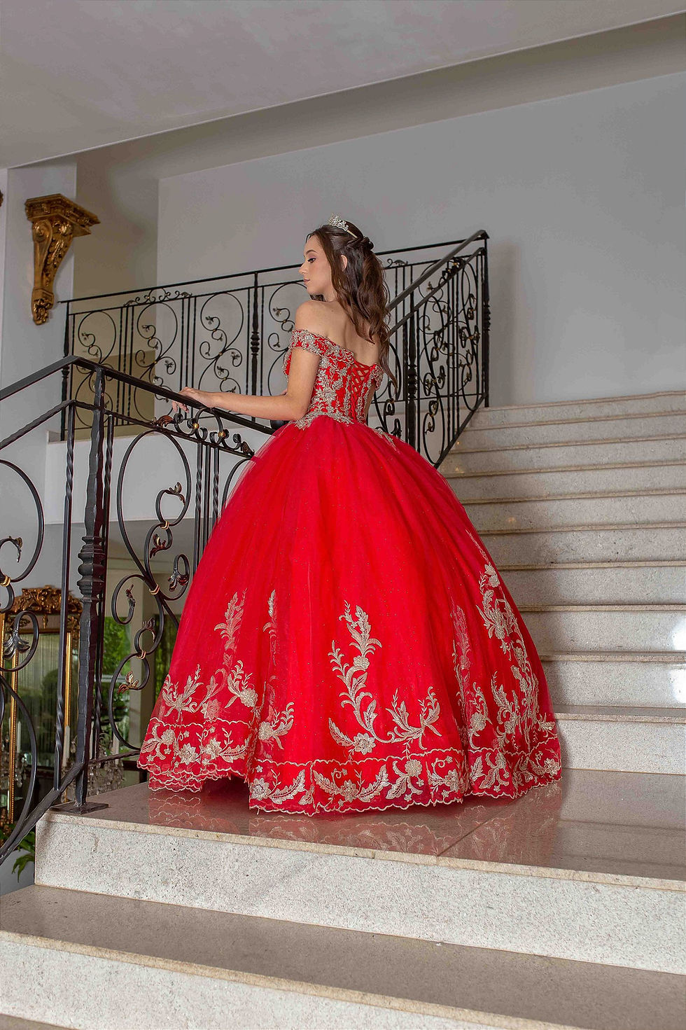Miniatura: Vestido Longo Debutante Versailles Vermelho