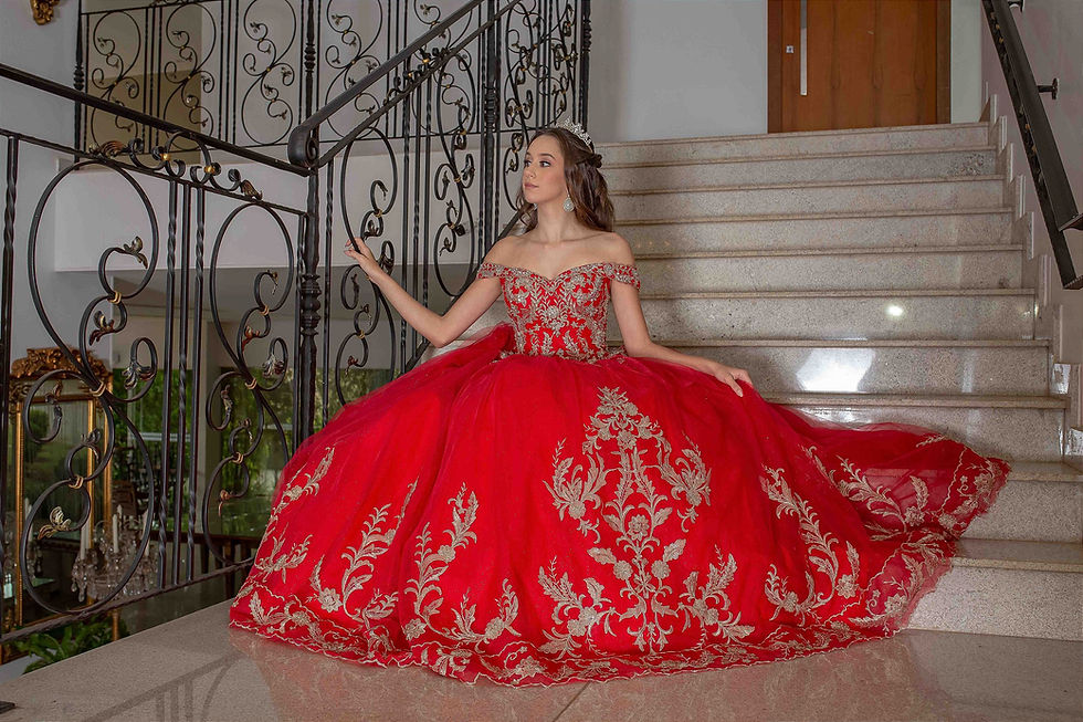 Miniatura: Vestido Longo Debutante Versailles Vermelho
