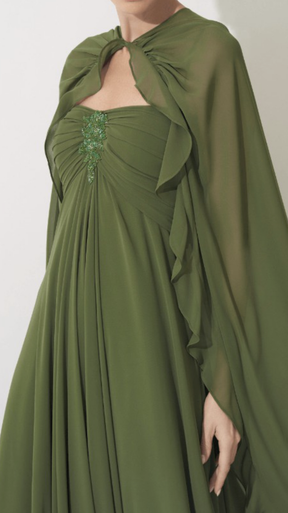 Miniatura: Vestido de Festa Verde Oliva bordado no busto Selena