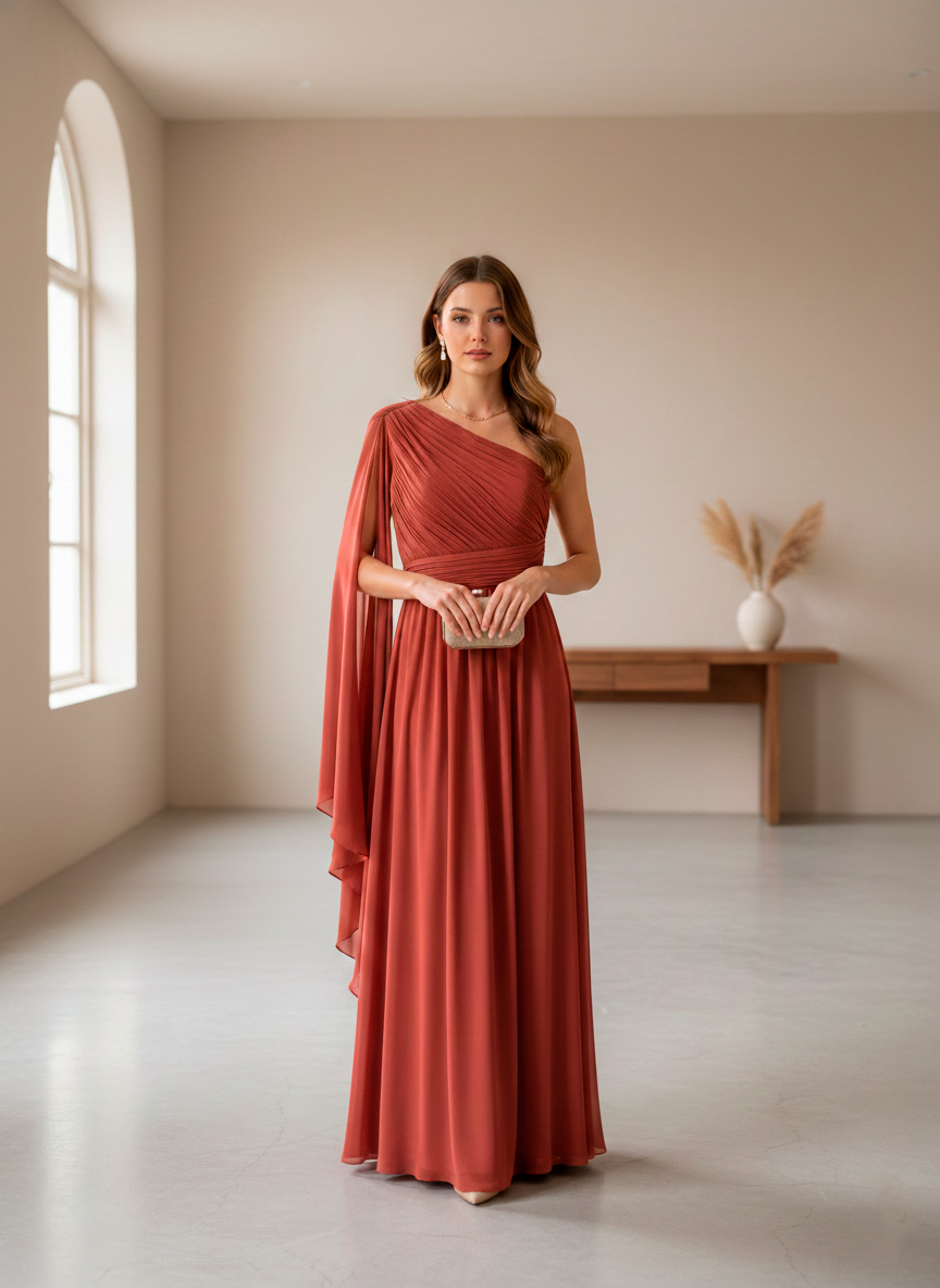 Vestido de Festa Longo Terracota Fernanda