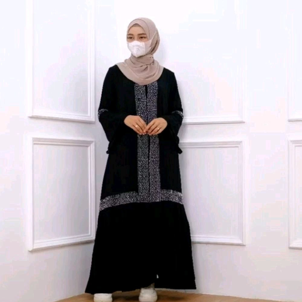 Abaya Naia Jet Black with Silver Swarovski Crystals