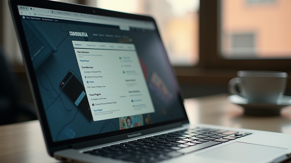 Close-up view of a laptop screen showing an online community platform interface with event listings