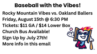 VIPP EVENT—BASEBALL WITH THE ROCKY MOUNTAIN VIBES!! Friday, August 15th, 2025 At 6:30 Pm