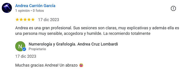 Testimonio de una consultante Andrea Carrión García. 5 estrellas