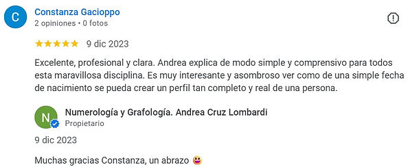 Testimonio de una consultante Constanza Gacioppo. 5 estrellas