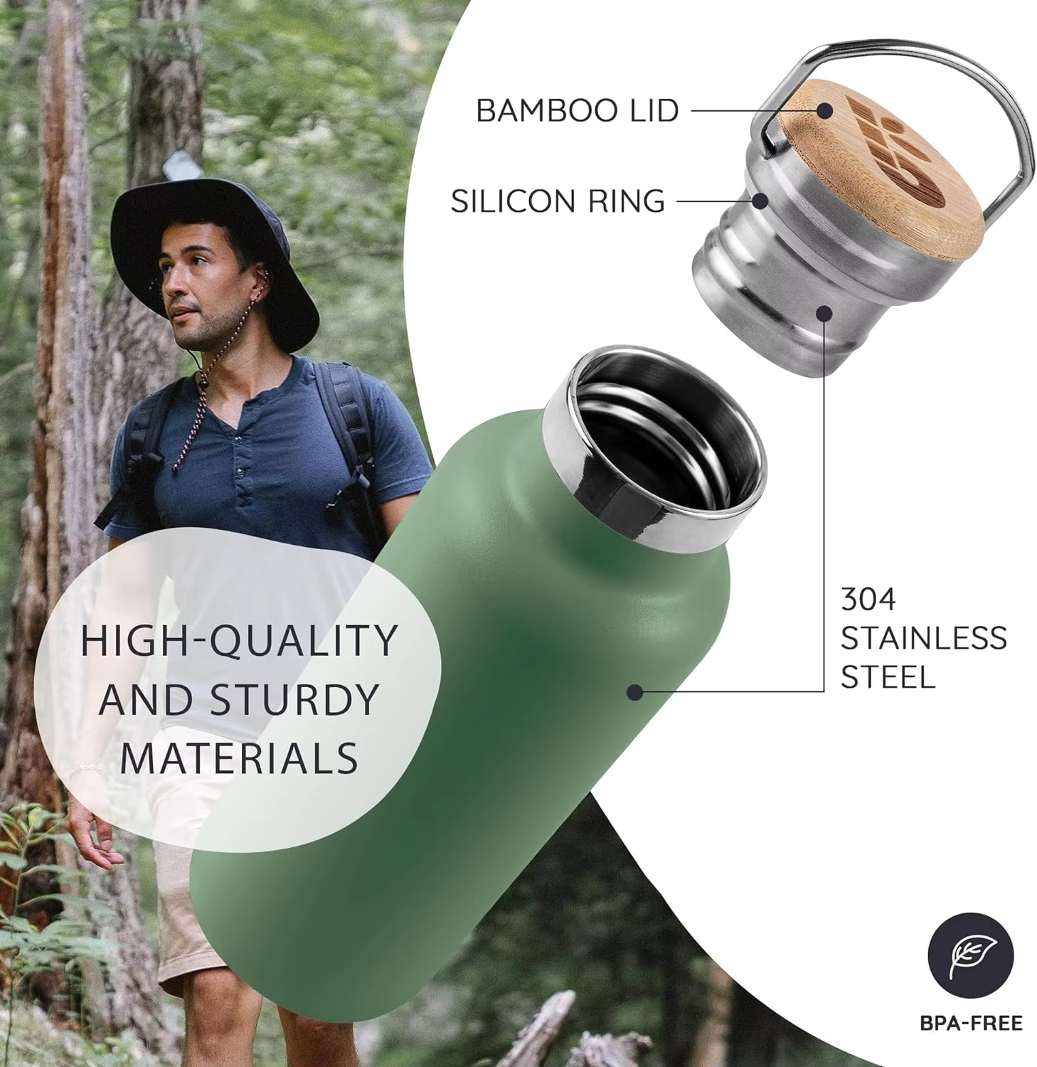 Eco Thermal Stainless Steel Vacuum Bottle Personalized  500 ml 750 ml 1000 ml
