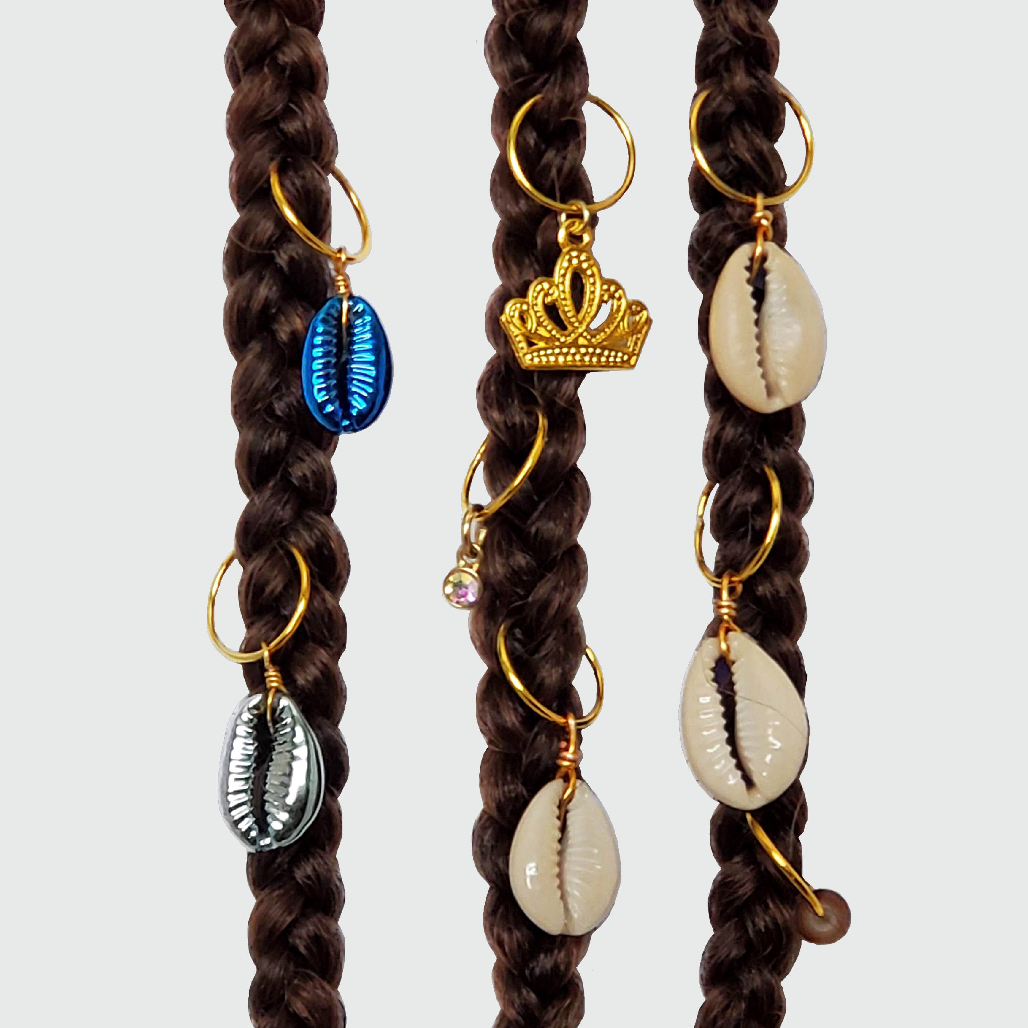 Gold Metallic Conch Shell Rings -Blue