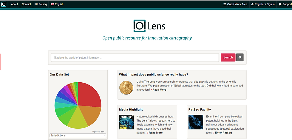 Screenshot image of the Lens website homepage. 