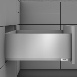 Blum Merviobox drawers organizing a modern kitchen