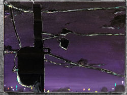 Mixture of tape, acrylic, and marker.