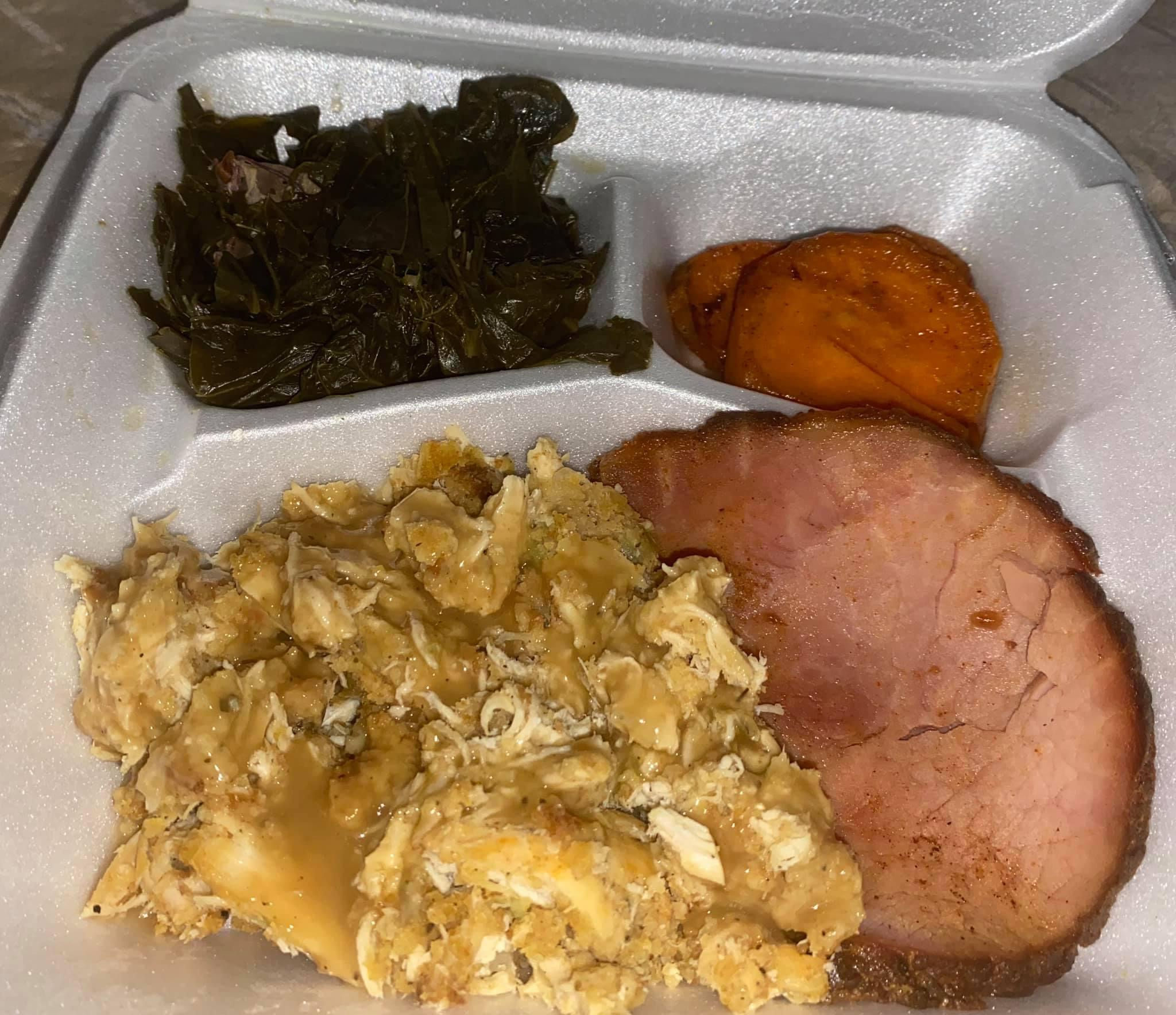 Chicken and dressing with extra meat side  