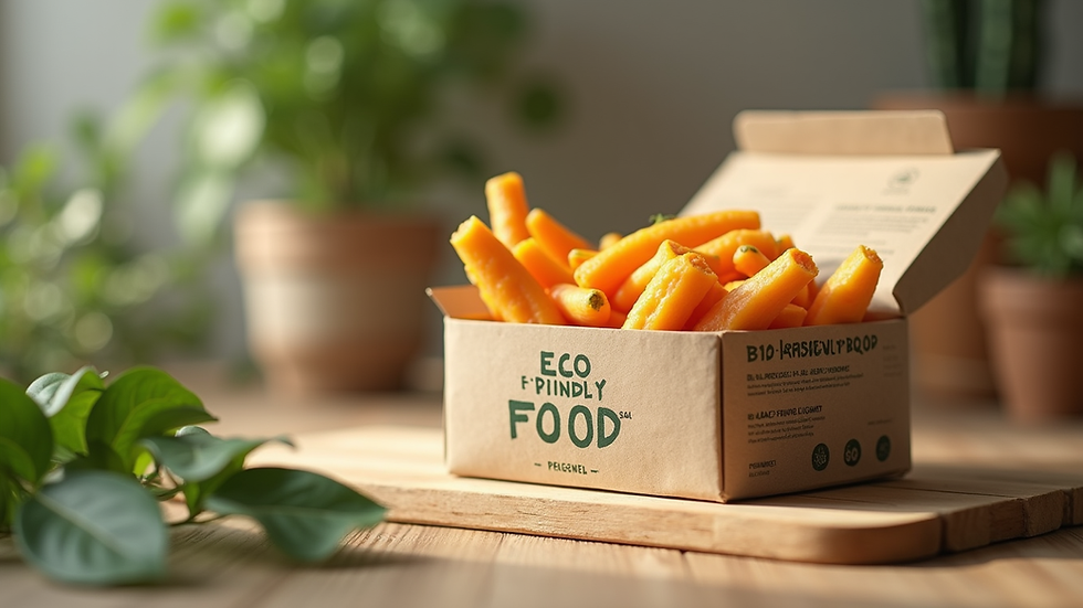 Close-up view of a printed food box with eco-friendly material