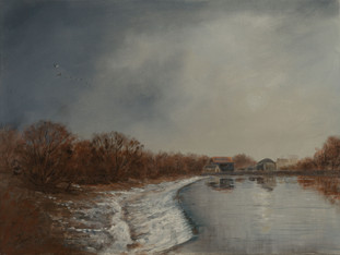 Otley Weir, Autumn 30x40cm