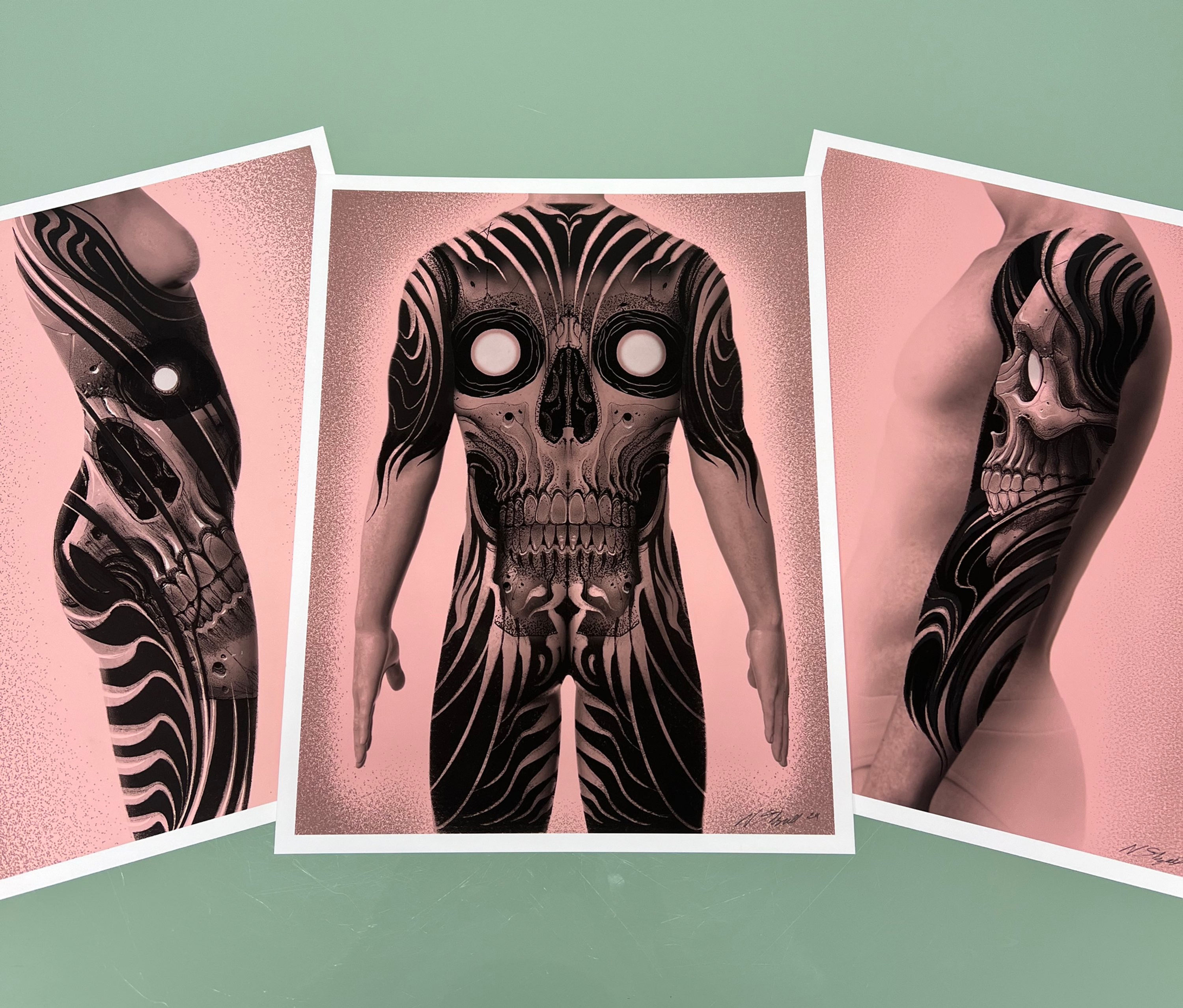 Limited Set of 3 - Blackout Skull Studies 
