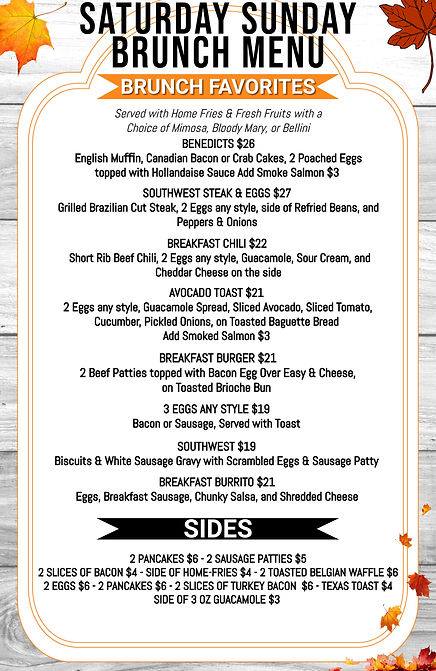 DOX's Brunch Menu available on Saturdays and Sundays