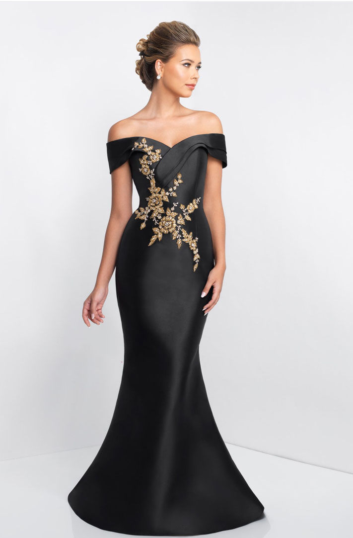 Black Flower Burst Gown