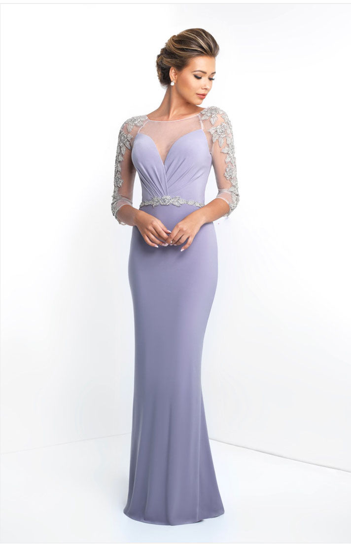 Lavender Beaded Arms Gown