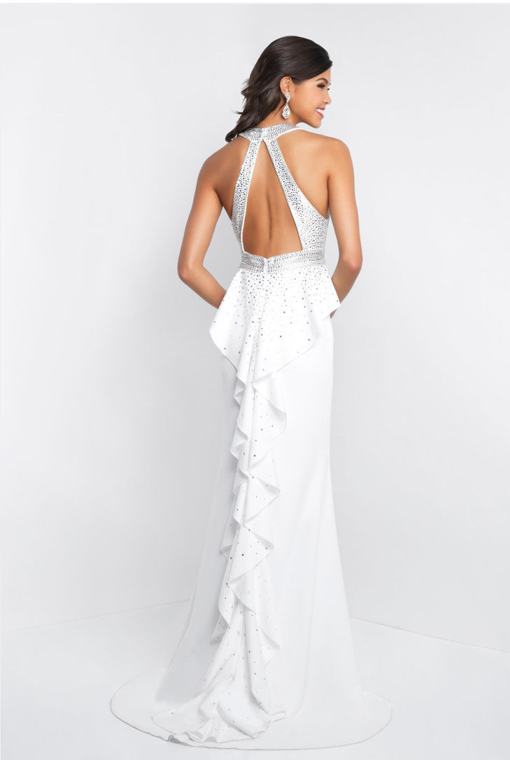 Thumbnail: White Peekaboo Ruffle Gown