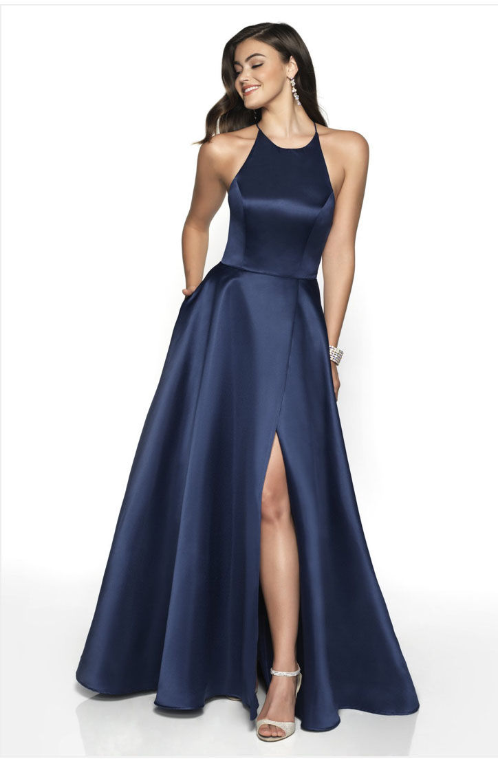 Navy Strappy Ballgown