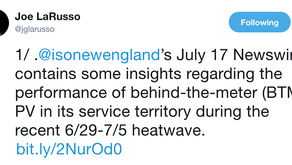Behind the meter solar has positive effects on ISO-NE grid, reduces peak load