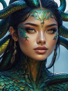 Modern Medusa in green by PiP Art Gallery
