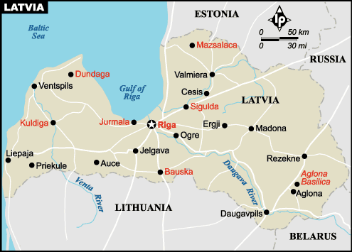 Latvia Map-Cities