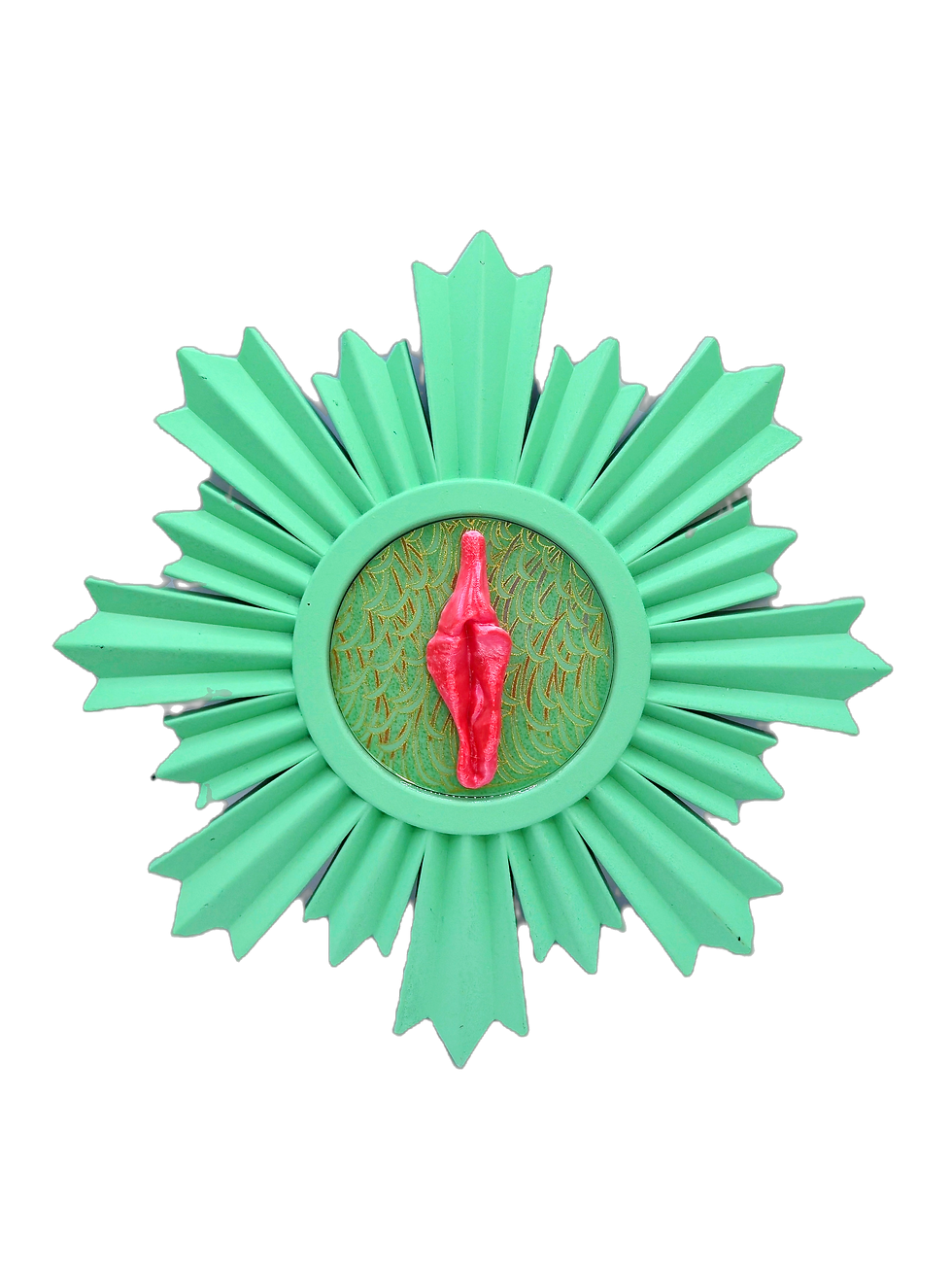 Thumbnail: Seafoam Green Sunburst with Pussnikitty Pink Holly Golightly