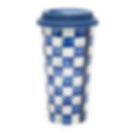 Mackenzie-Childs Royal Check, Blue and White Checked Travel Cup