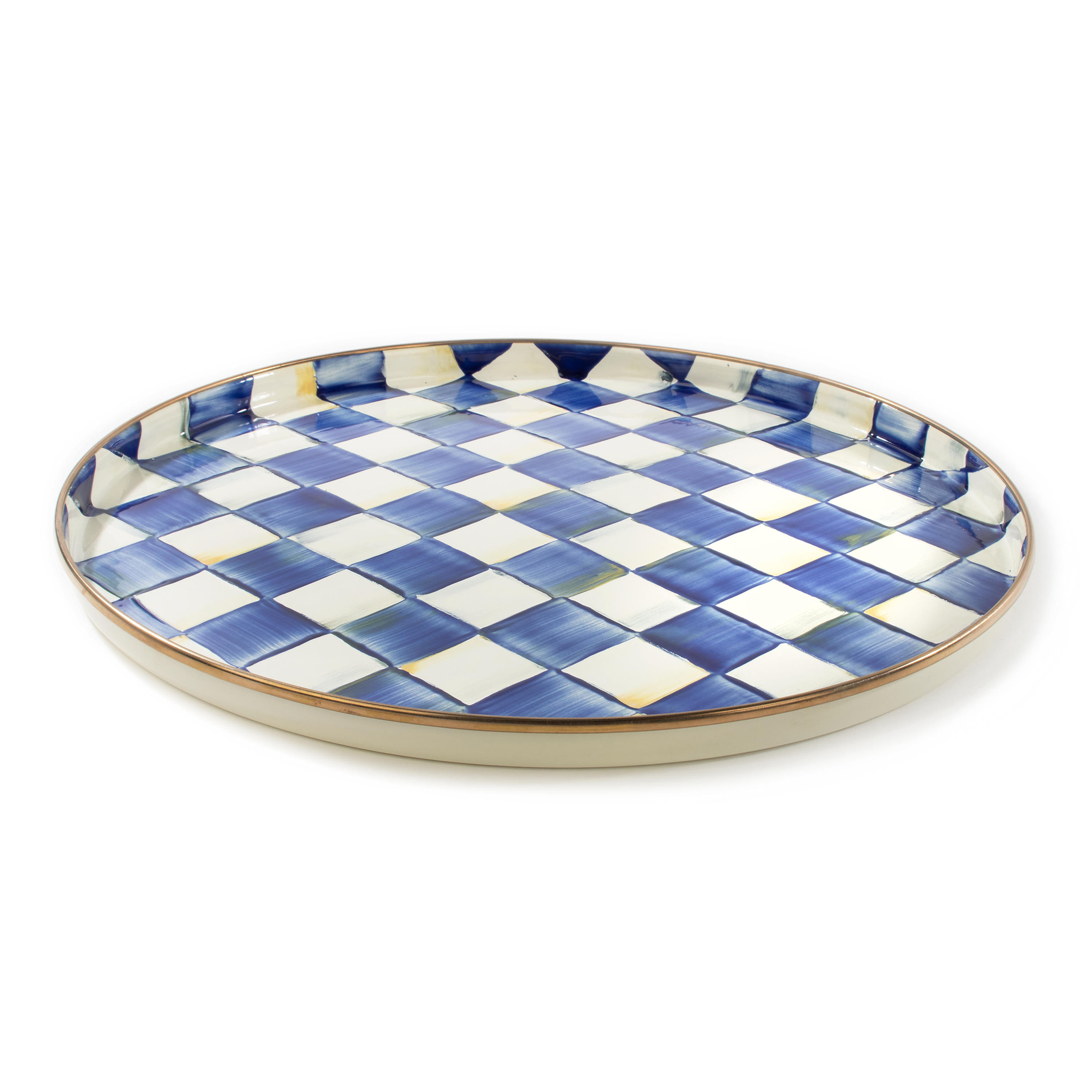 MacKenzie-Childs Royal Check Enamel Round Tray