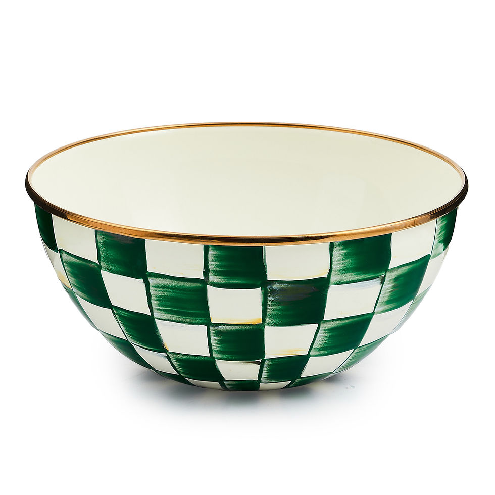 Mackenzie-Childs Emerald Check, Green and white checked small everyday bowl