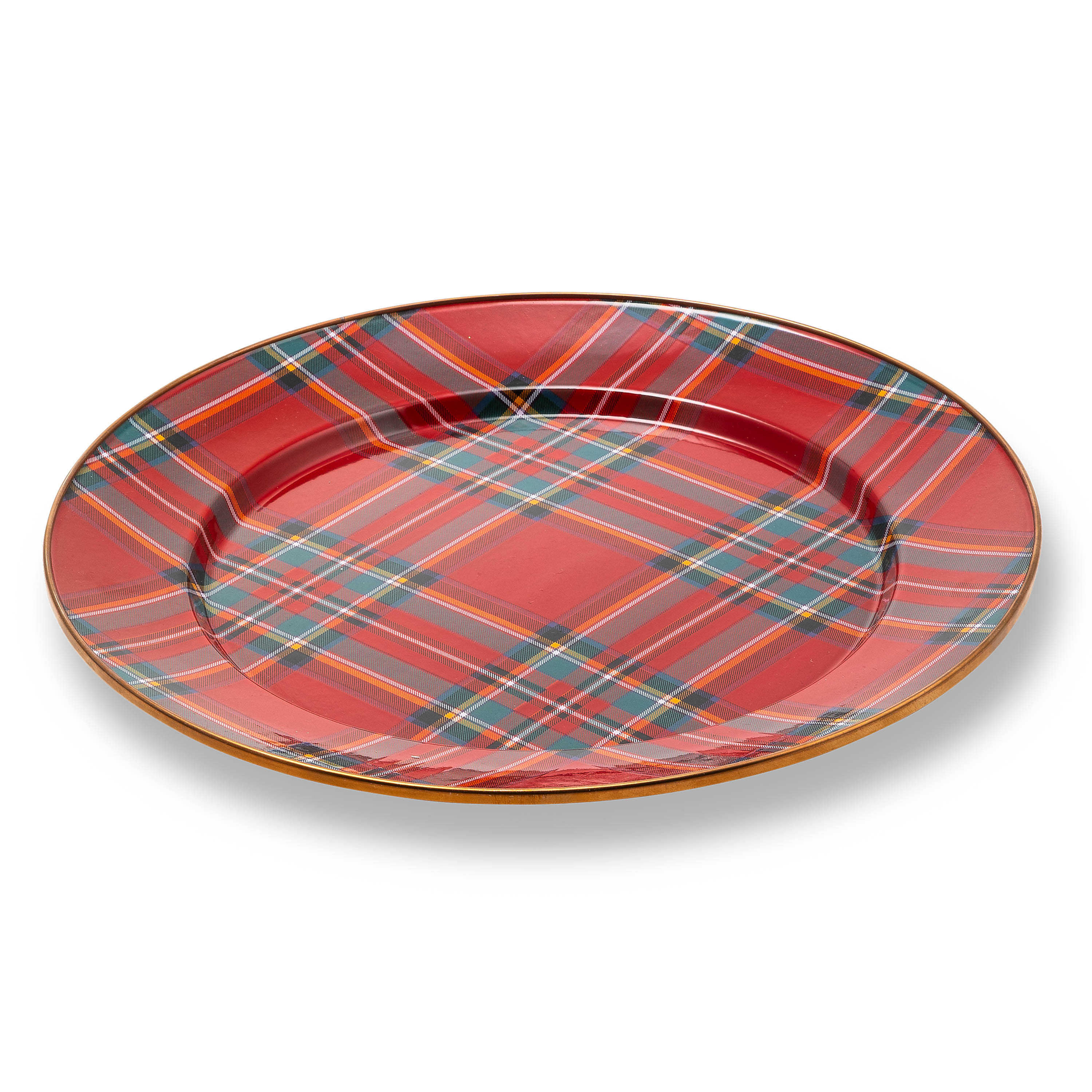 Mackenzie-Childs Tartastic Enamel Charger - Red