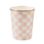 Mackenzie-Childs Rosy Check, pink and white checked waste bin