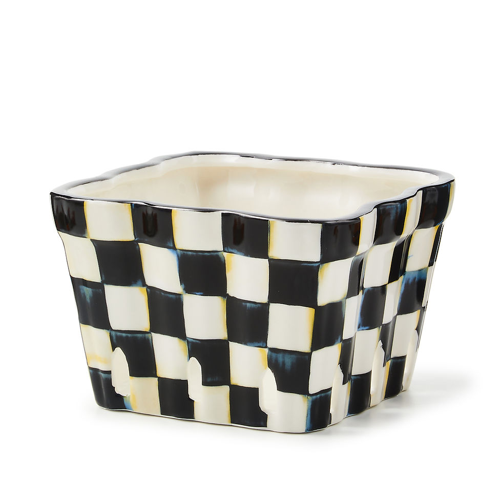Mackenzie-Childs Courtly Check, Black and White Checked Farmhouse Berry Basket