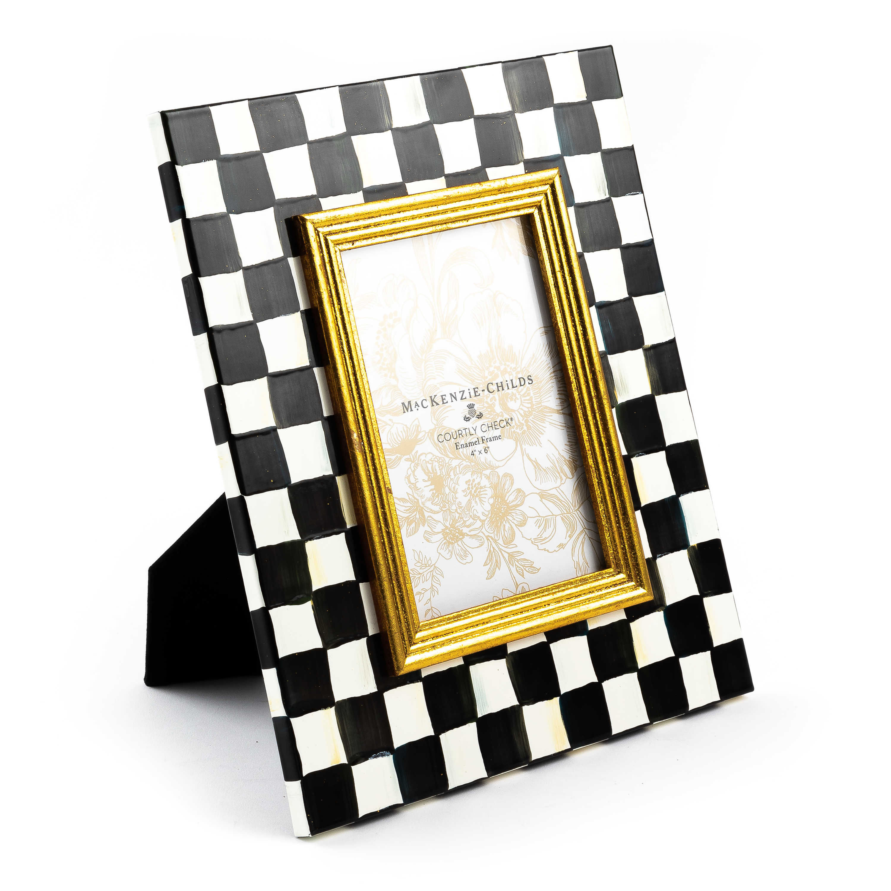 Mackenzie-Childs Courtly Check, Black and White Checked Photo Frame 4" x 6"