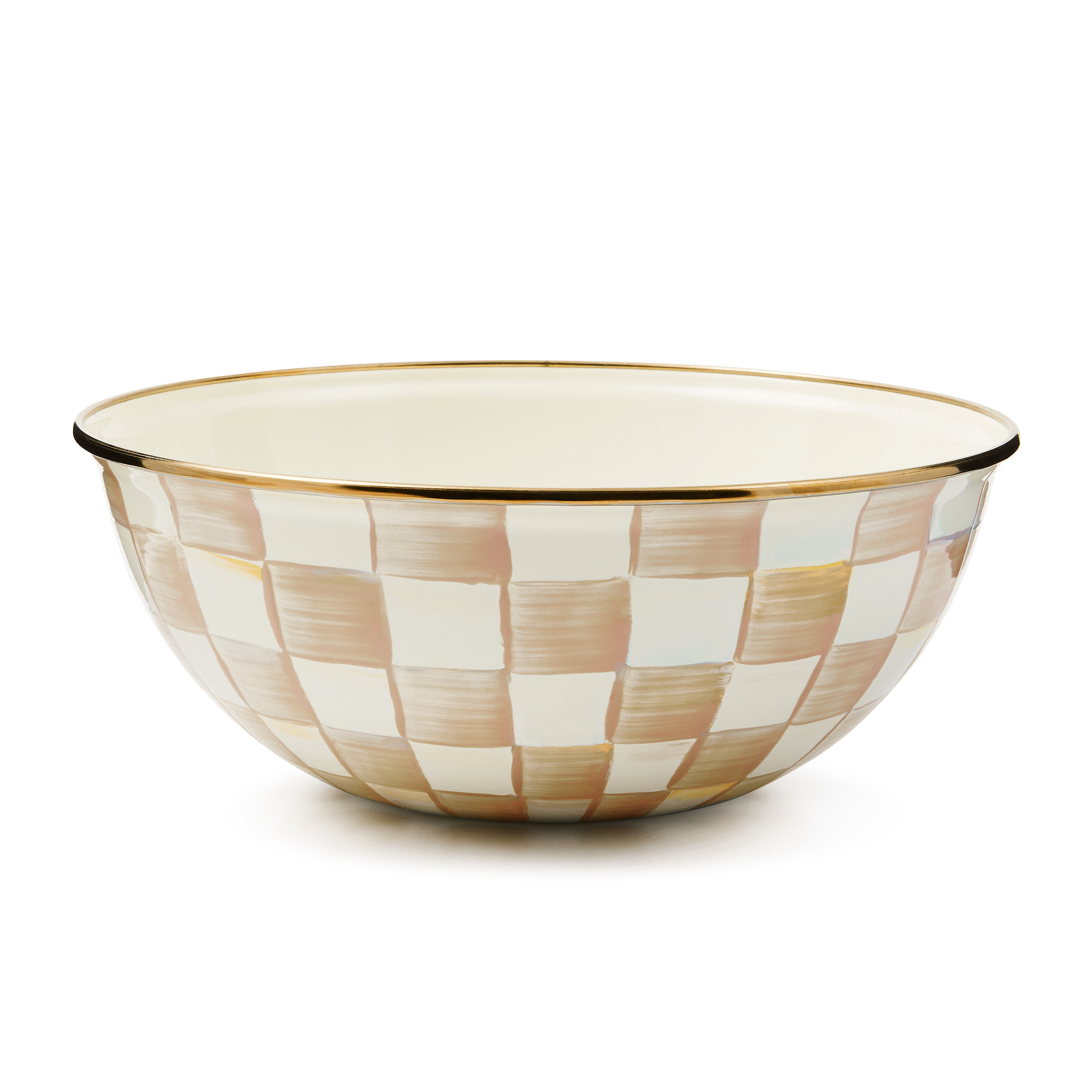 Mackenzie-Childs Mocha Check, brown and white checked medium everyday bowl