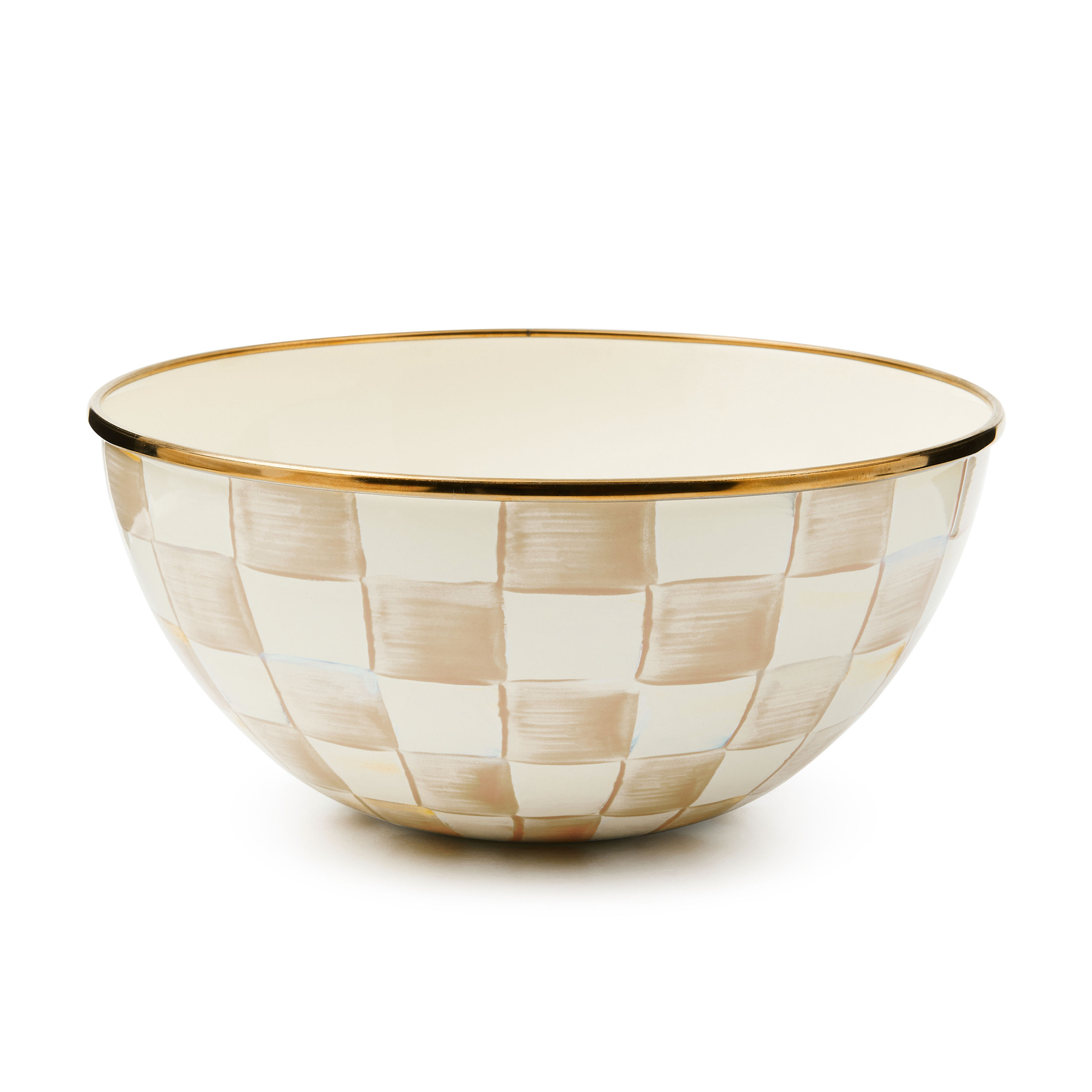 Mackenzie-Childs Mocha Check, brown and white checked small everyday bowl