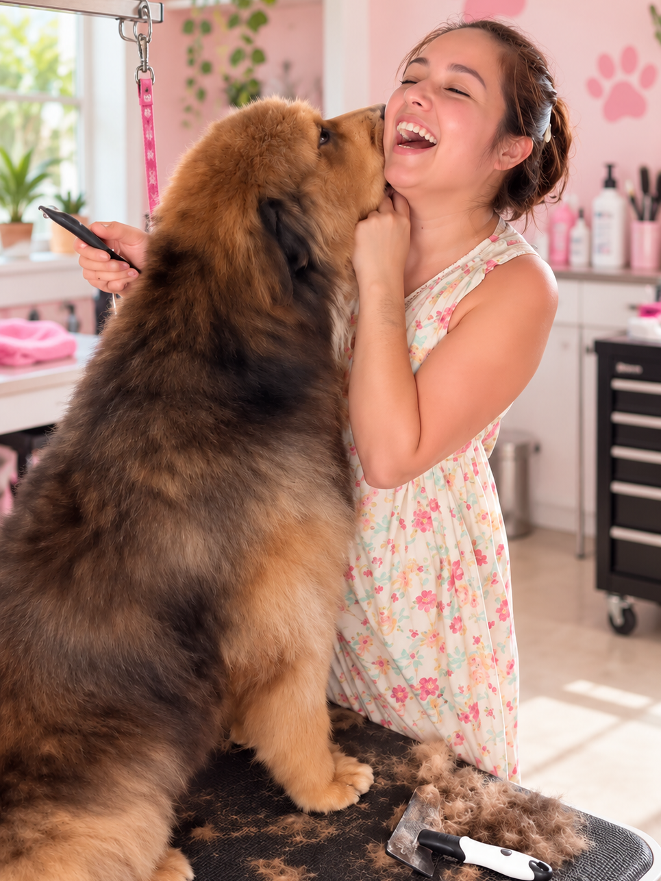 Joyful Grooming Day with a Fluffy Friend.png