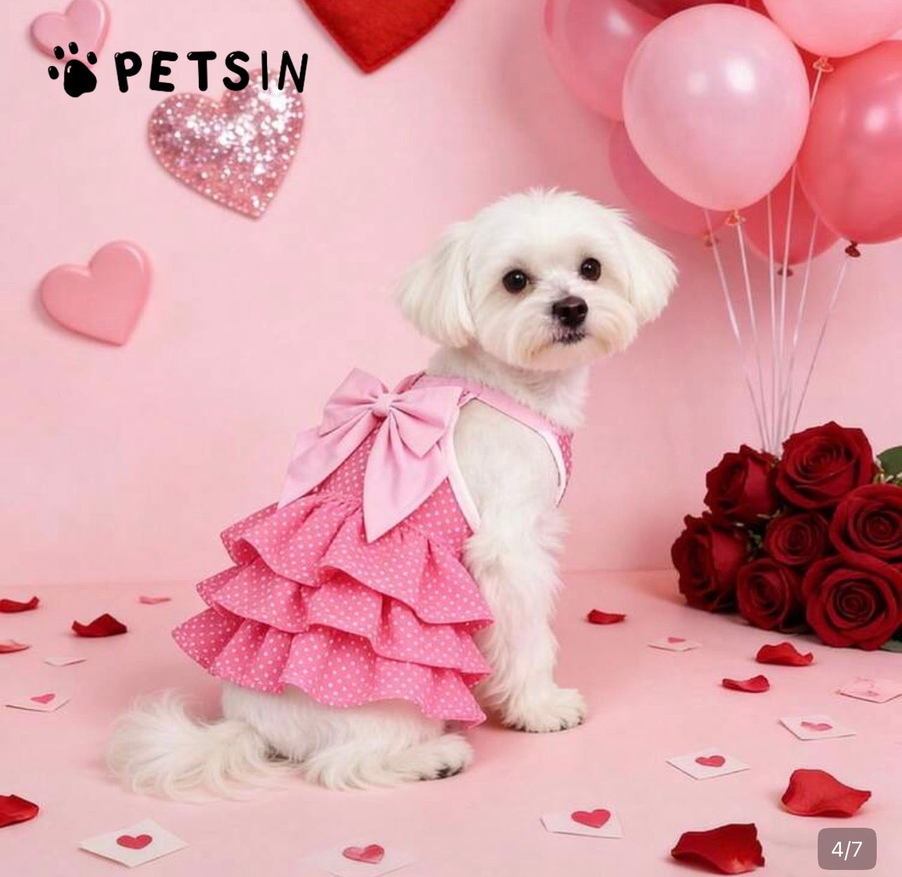 Pink Valentine's Ruffle Dog Dress