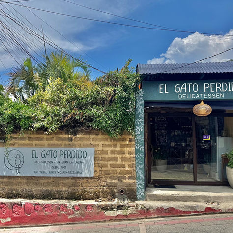 Exterior of El Gato Perdido in San Juan La Laguna, Guatemala