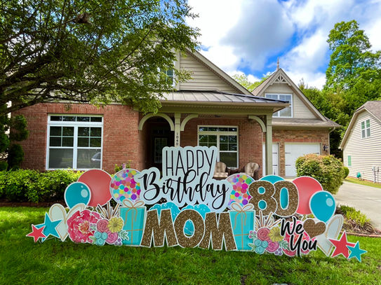 80th birthday yard sign in Massey, Fort Mill SC