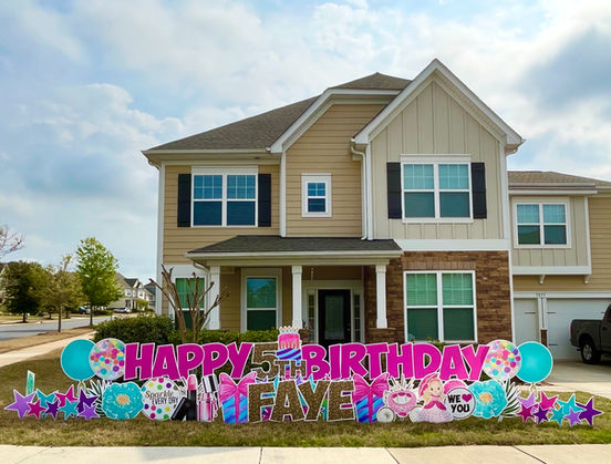5th birthday yard sign in Waterside at the Catawba, Fort Mill SC